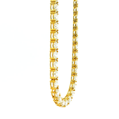 14k Yellow Gold 41.15ctw Round Brilliant Diamond Tennis Necklace 17" — right three-quarter angle
