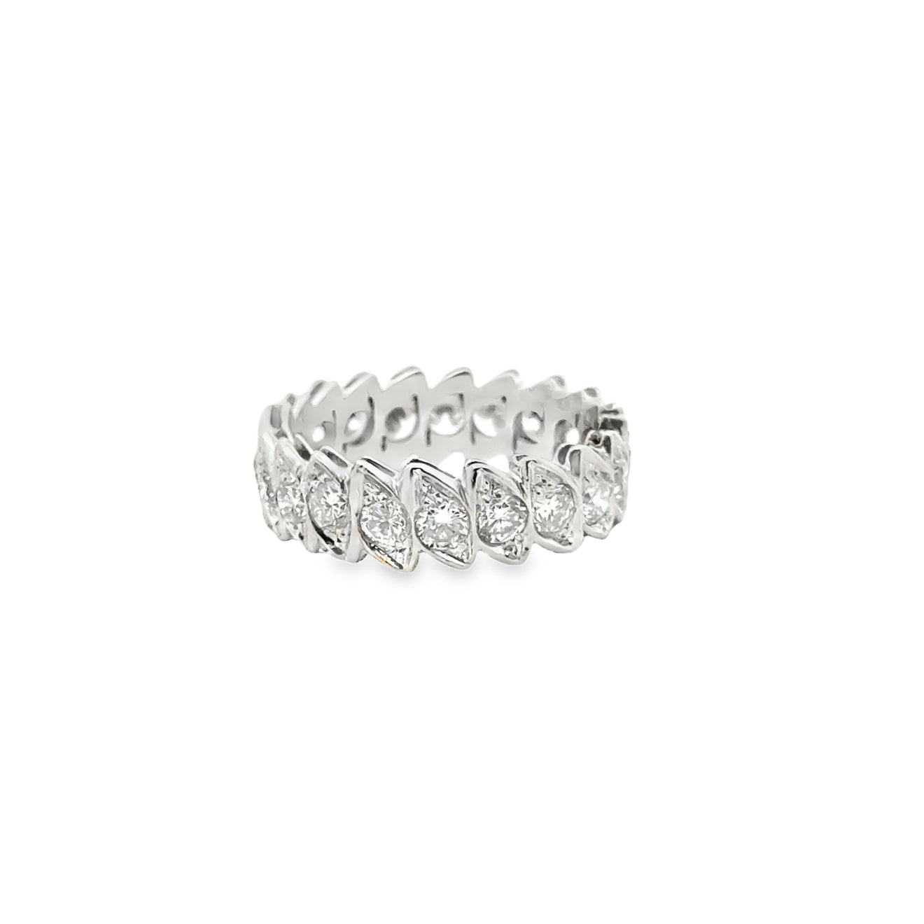 14k White Gold 1.15ctw Marquise Cut Diamond Eternity Ring — right three-quarter angle