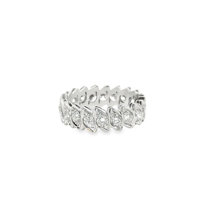 14k White Gold 1.15ctw Marquise Cut Diamond Eternity Ring — right three-quarter angle