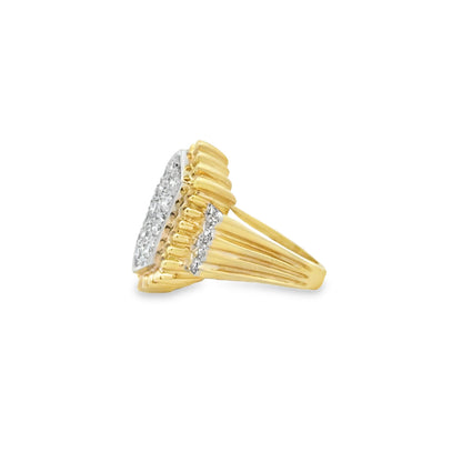 14k Two-Tone Gold 0.51ctw Round Brilliant Diamond Cluster Ring — right three-quarter angle