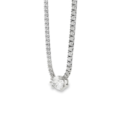 GIA Certified 1.06ct D VS2 Pear Cut Diamond Pendant Tennis Necklace — right three-quarter angle