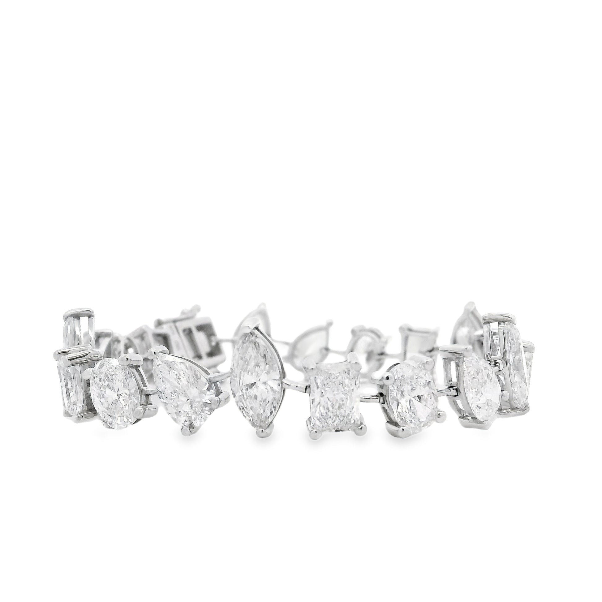 14k White Gold 22.86ctw Mixed Cut Lab Grown Diamond Bracelet — right three-quarter angle