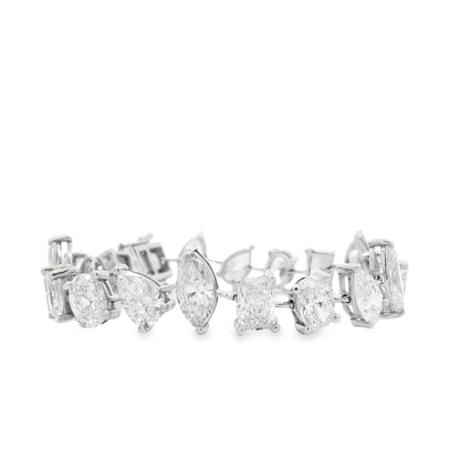 14k White Gold 22.86ctw Mixed Cut Lab Grown Diamond Bracelet — right three-quarter angle