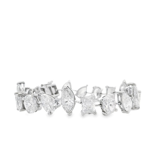 14k White Gold 22.86ctw Mixed Cut Lab Grown Diamond Bracelet — right three-quarter angle