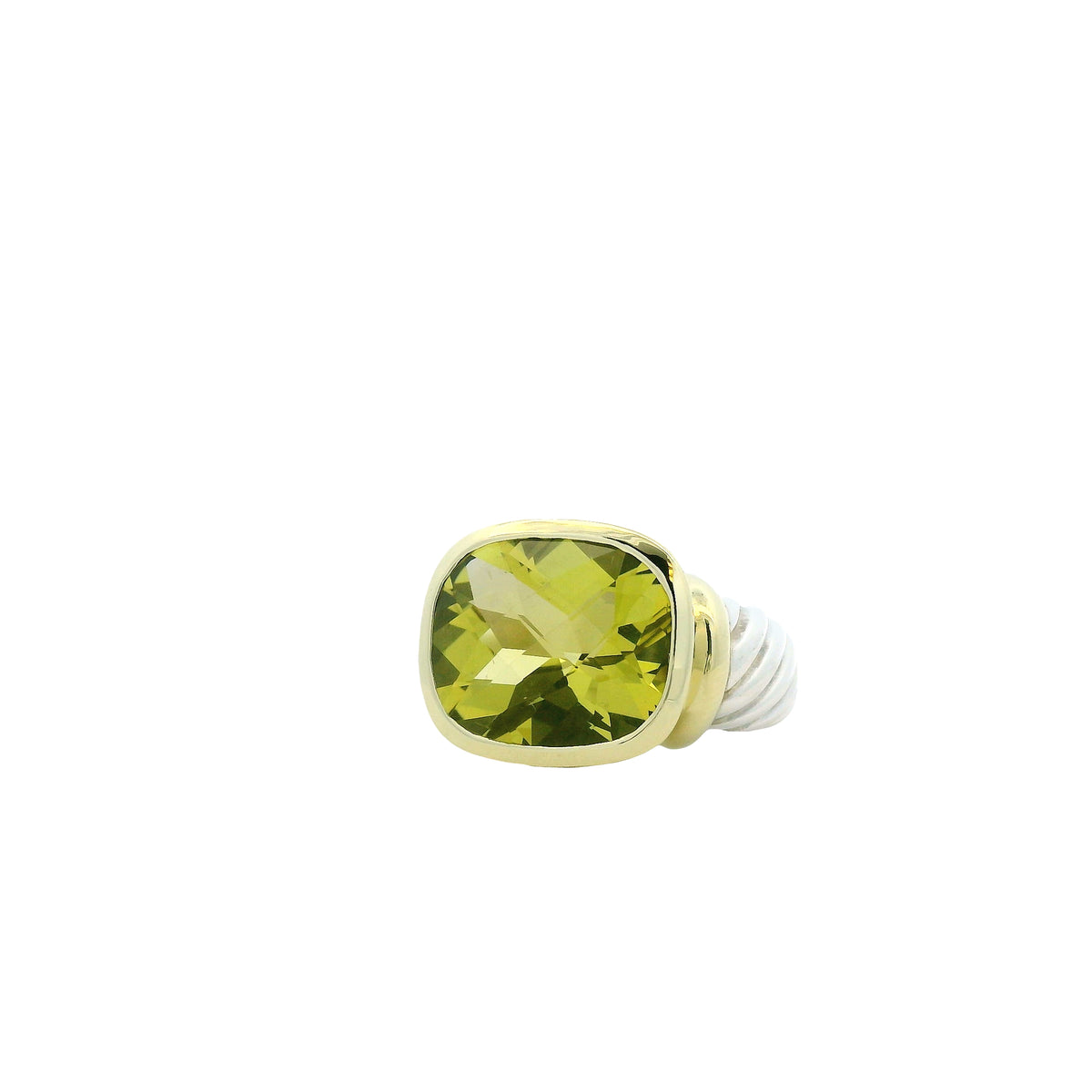David Yurman 14k Yellow Gold & Sterling Silver Albion Lemon Citrine Ring — right three-quarter angle