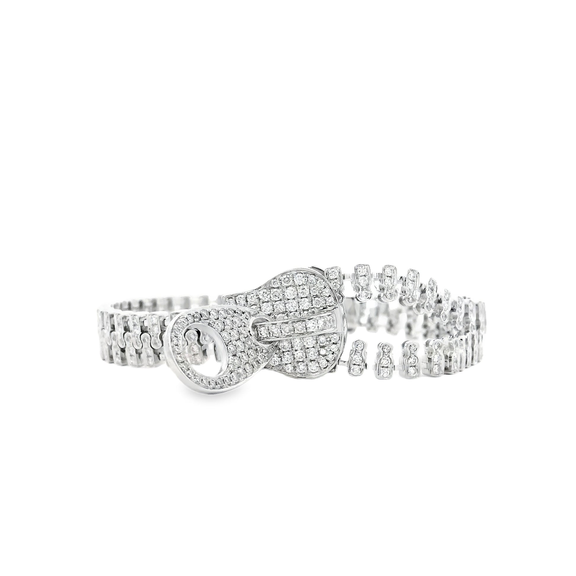 18k White Gold 4.01ctw Round Brilliant Diamond Zipper Bracelet — right three-quarter angle