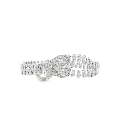 18k White Gold 4.01ctw Round Brilliant Diamond Zipper Bracelet — right three-quarter angle
