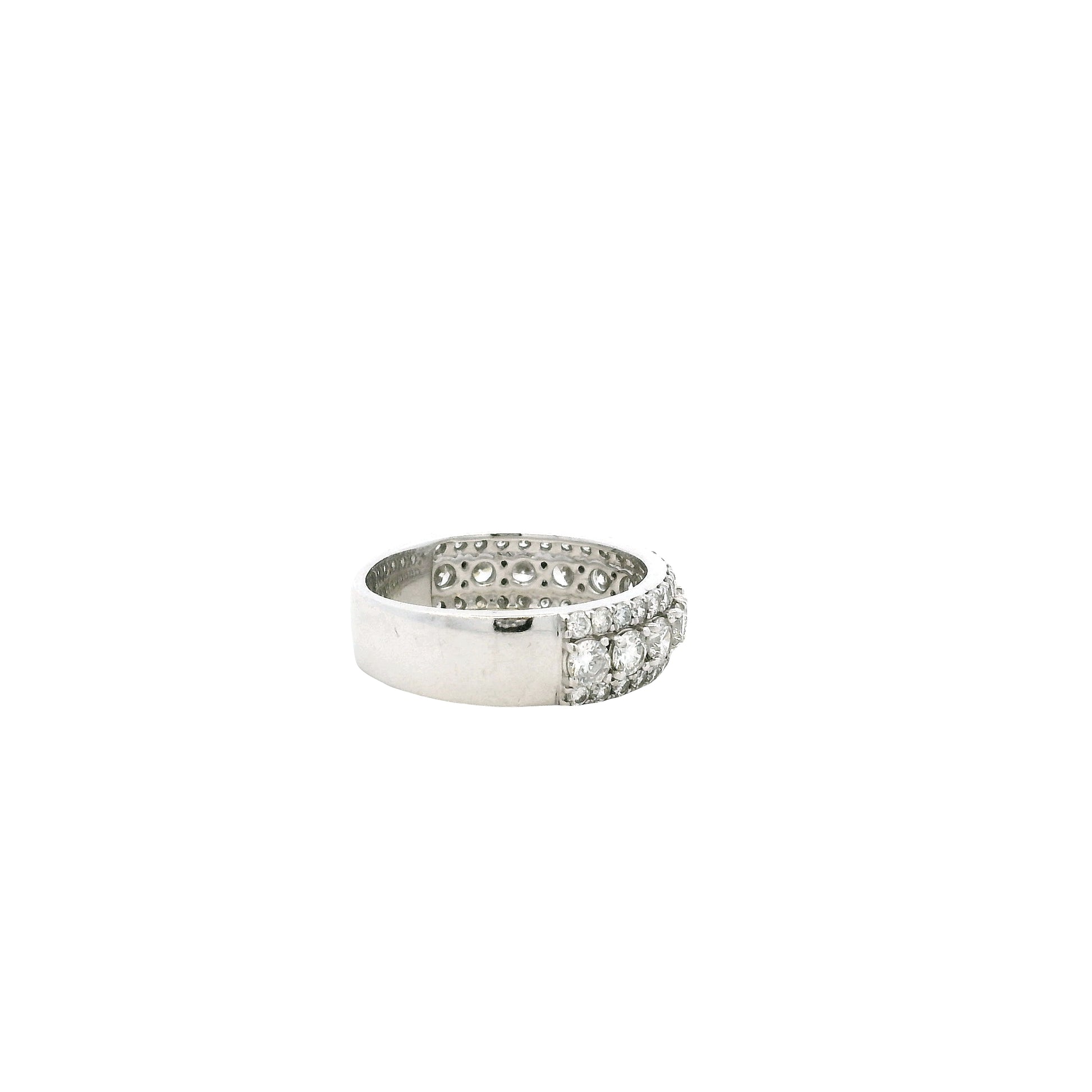 14k White Gold 1.79ctw Round Brilliant Lab Diamond Three-Row Halfway Band Ring — right three-quarter angle