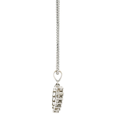14k White Gold Diamond Heart Shaped Pendant Necklace with 16 Round Diamonds — right three-quarter angle