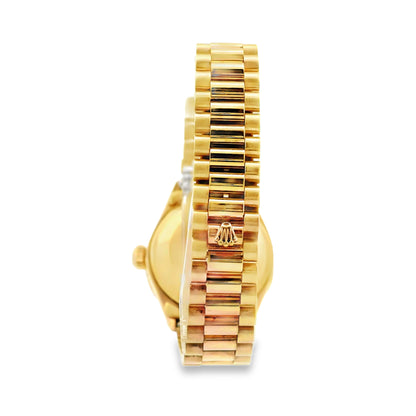 Rolex 6916 Datejust 26mm Mother of Pearl Diamond Dial Rose Gold President Watch — macro detail of the dial