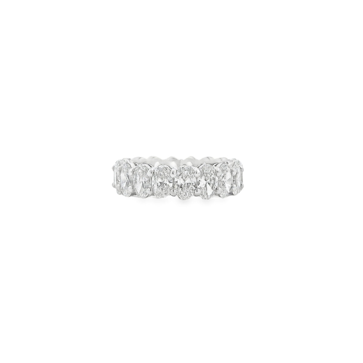 Platinum 5.66ctw Oval Cut Diamond Eternity Band Ring — macro detail of the stones
