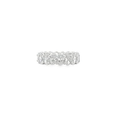 Platinum 5.66ctw Oval Cut Diamond Eternity Band Ring — macro detail of the stones