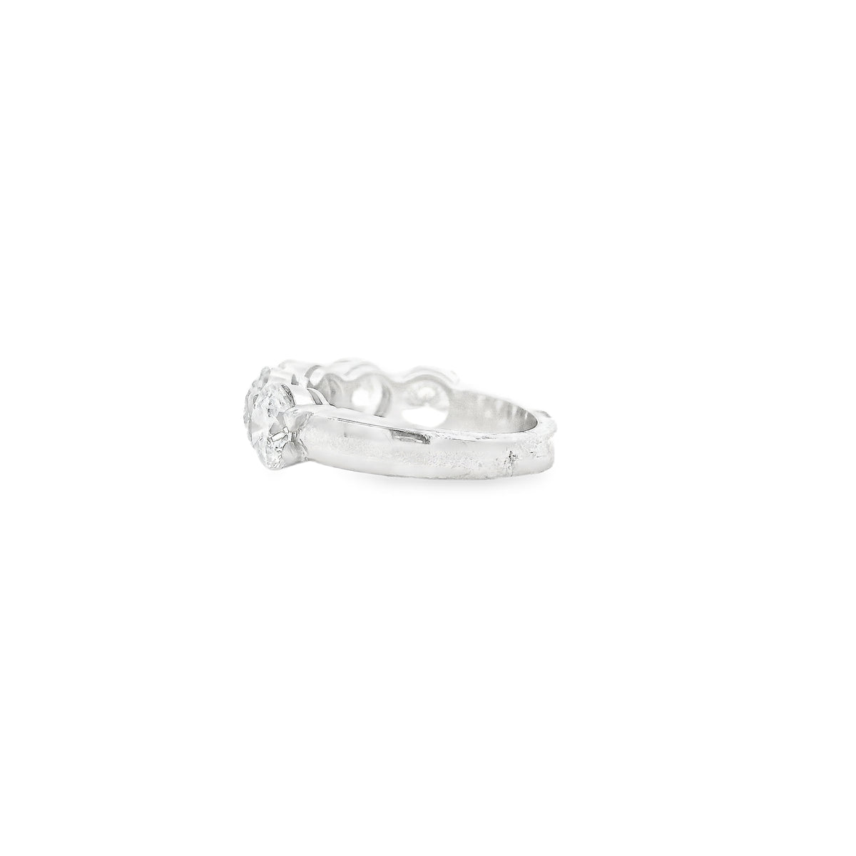 Platinum 5.05ctw Round Brilliant Diamond Half Eternity Band Ring — macro detail of the stones