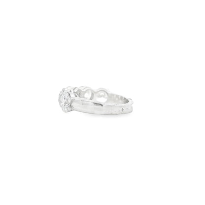 Platinum 5.05ctw Round Brilliant Diamond Half Eternity Band Ring — macro detail of the stones