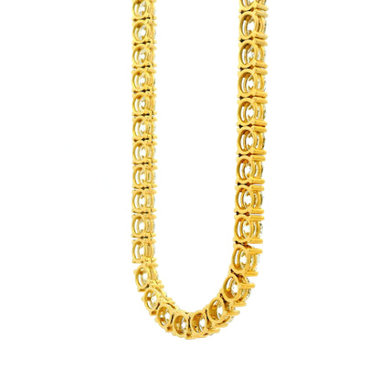 14k Yellow Gold 41.15ctw Round Brilliant Diamond Tennis Necklace 17" — macro detail of the centerpiece