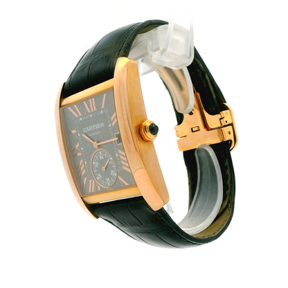 Cartier Tank 3590 18k Rose Gold 35x44mm Silver Dial Watch — macro detail of the dial