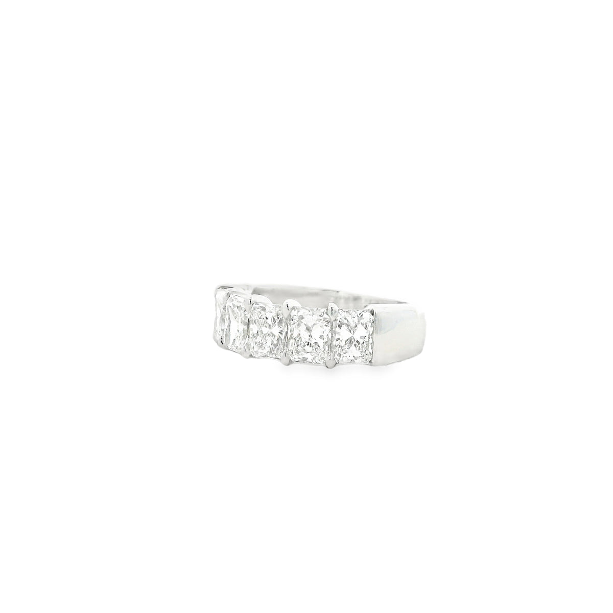Platinum 3.03ctw Radiant Cut Diamond Half-Eternity Wedding Band Ring — macro detail of the stones
