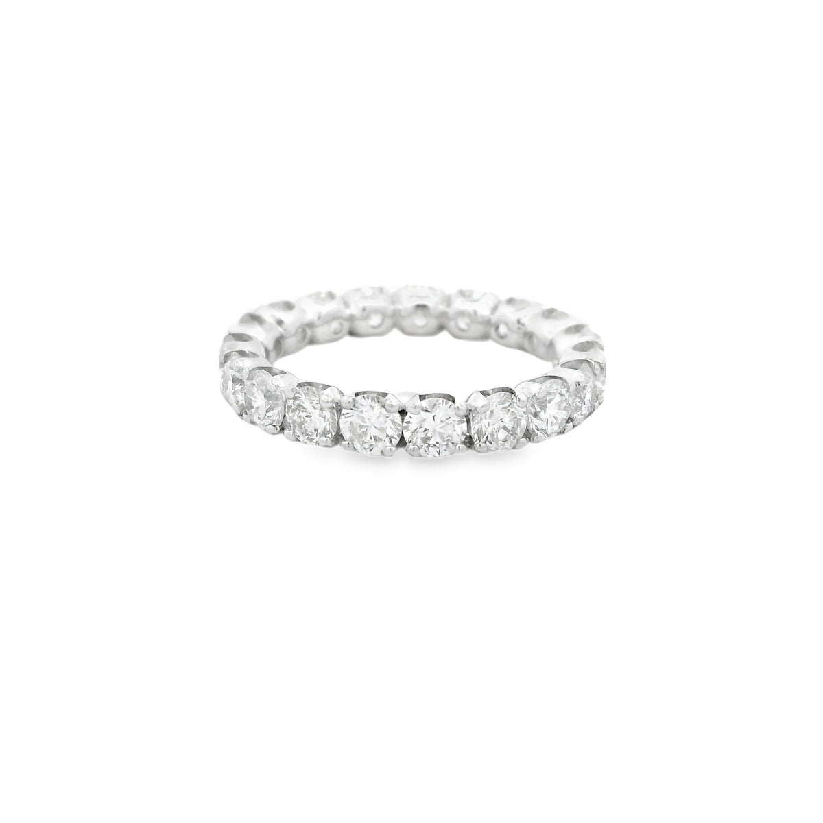 18k White Gold 3.04ctw Round Brilliant Diamond Eternity Band Ring — macro detail of the stones