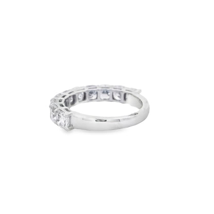 18k White Gold 2.73ctw Cushion Cut Diamond Channel Set Wedding Band — macro detail of the stones