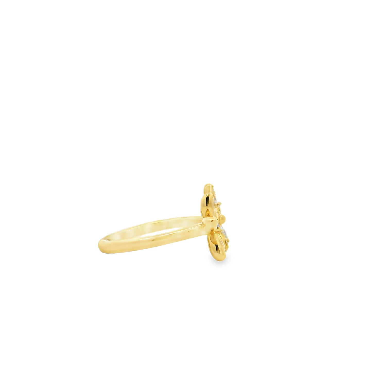 Gabriel and Co. 14k Yellow Gold 0.23ctw Diamond Floral Open Ring — macro detail of the stones