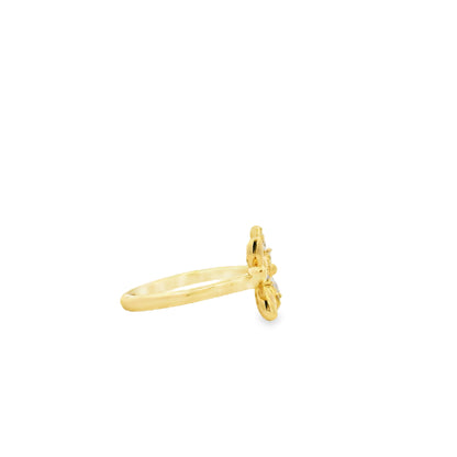 Gabriel and Co. 14k Yellow Gold 0.23ctw Diamond Floral Open Ring — macro detail of the stones