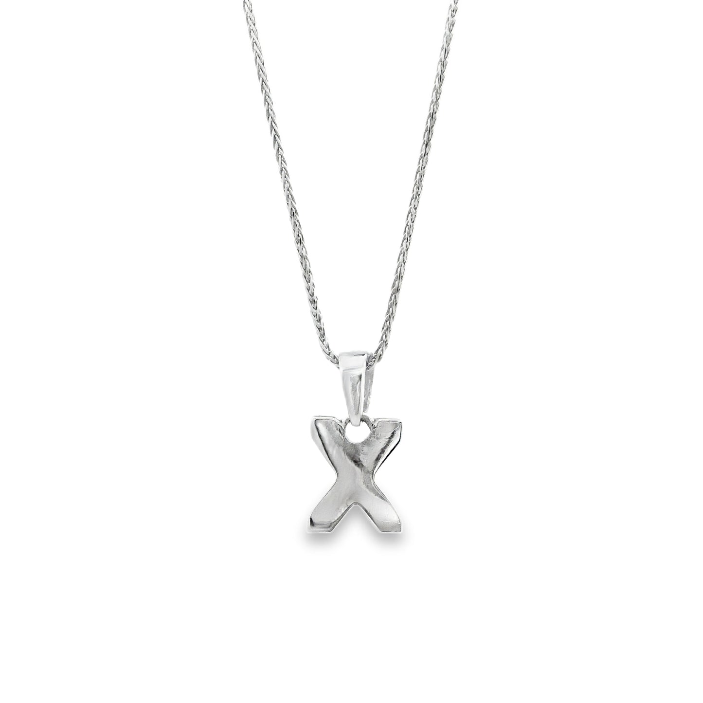 14k White Gold 0.24ctw Pavé Diamond "X" Initial Pendant Necklace — macro detail of the stones