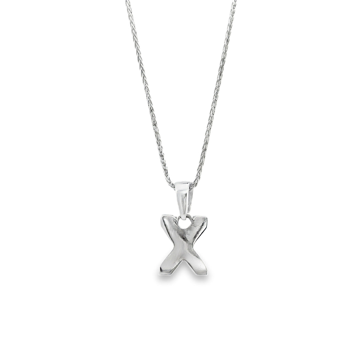 14k White Gold 0.24ctw Pavé Diamond "X" Initial Pendant Necklace — macro detail of the stones