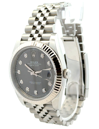 Rolex 126334 Datejust 41mm Diamond Slate Dial Two-Tone Jubilee Watch — macro detail of the dial