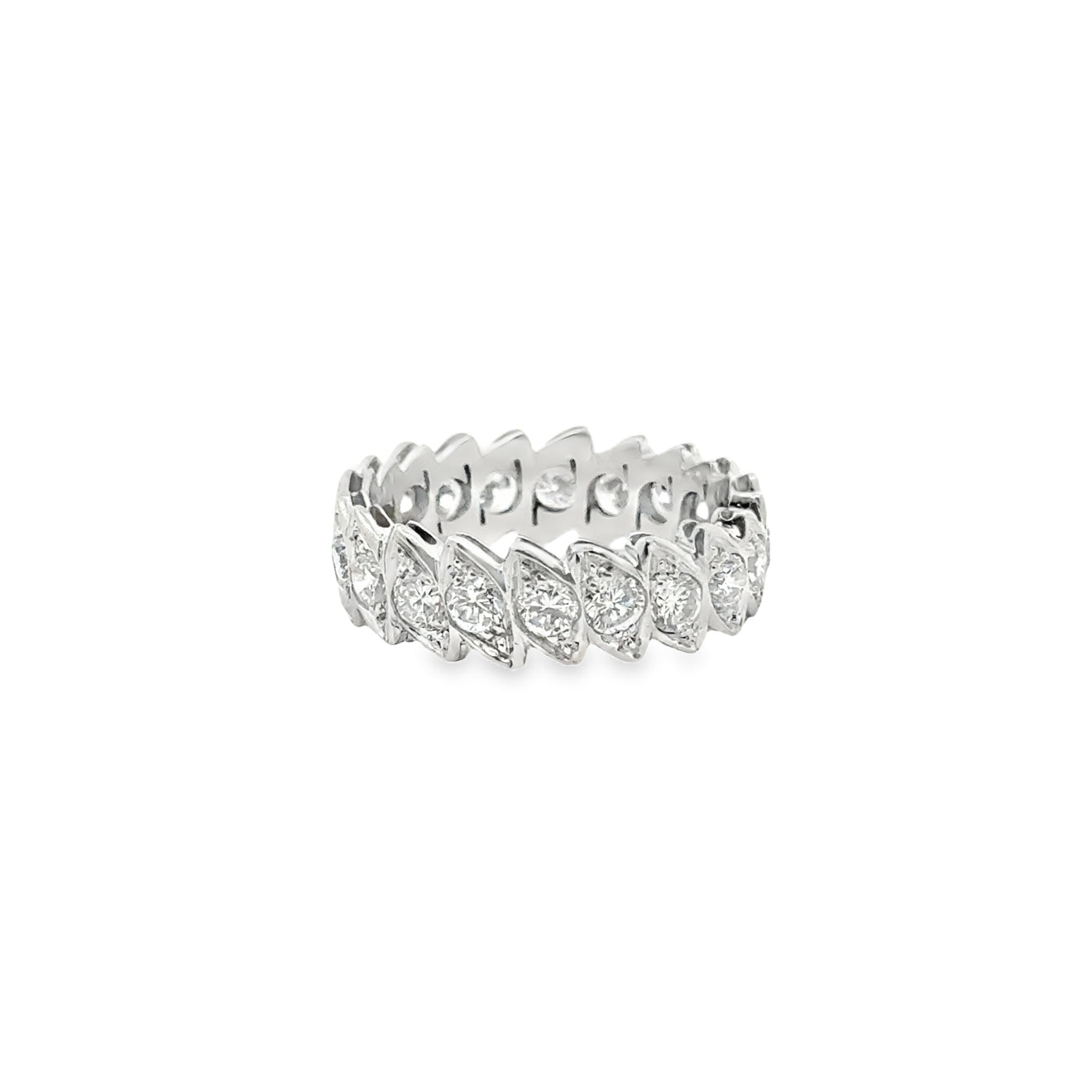 14k White Gold 1.15ctw Marquise Cut Diamond Eternity Ring — macro detail of the stones