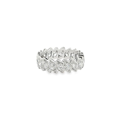 14k White Gold 1.15ctw Marquise Cut Diamond Eternity Ring — macro detail of the stones
