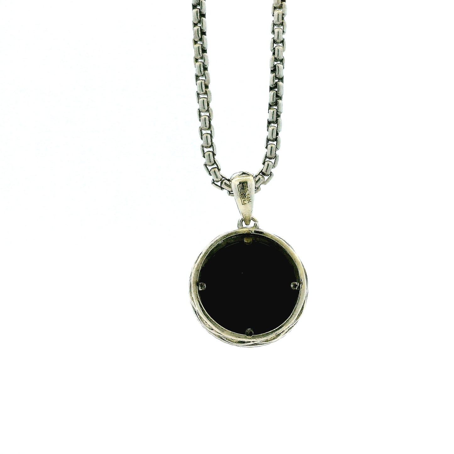 Effy 14k White Gold 1.0ctw Diamond and Onyx Panther Evil Eye Pendant Necklace — macro detail of the stones