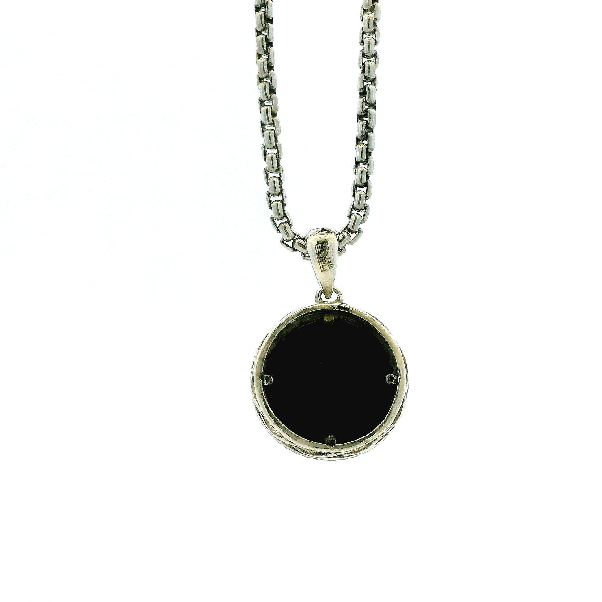 Effy 14k White Gold 1.0ctw Diamond and Onyx Panther Evil Eye Pendant Necklace — macro detail of the stones