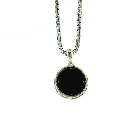 Effy 14k White Gold 1.0ctw Diamond and Onyx Panther Evil Eye Pendant Necklace — macro detail of the stones