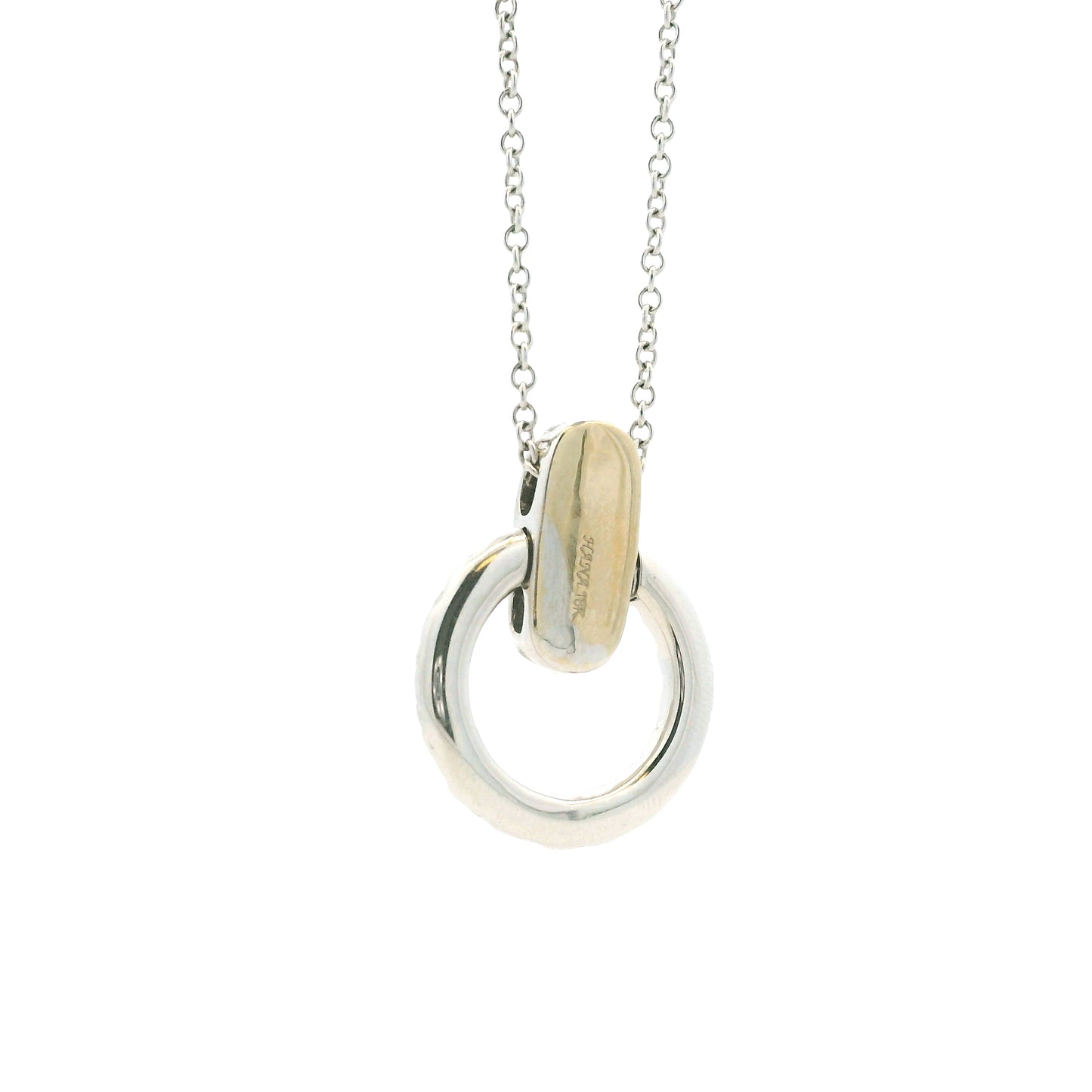 18k White Gold 1.41ctw Round Brilliant Diamond Pavé Circle Pendant Necklace — macro detail of the centerpiece