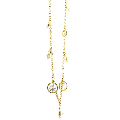 18k Yellow Gold 3.54ctw Round Brilliant Diamond By The Yard Choker Necklace 16" — macro detail of the centerpiece