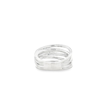 Gabriel & Co. 14k White Gold 1.00ctw Diamond Criss Cross Layered Ring — macro detail of the stones