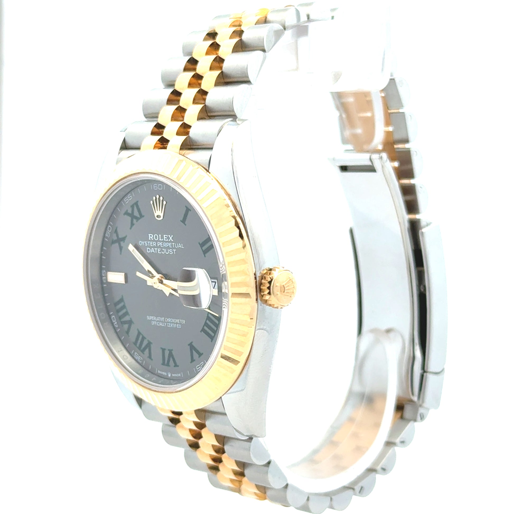 Rolex 126333 Datejust 41mm Wimbledon Dial Two-Tone Jubilee Watch — macro detail of the dial