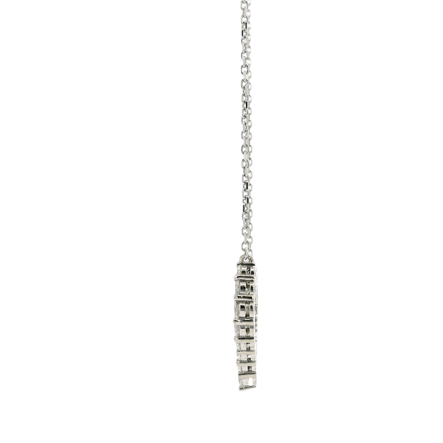 14k White Gold 2.00ctw Round Brilliant Diamond Pavé Heart Pendant Necklace — macro detail of the centerpiece