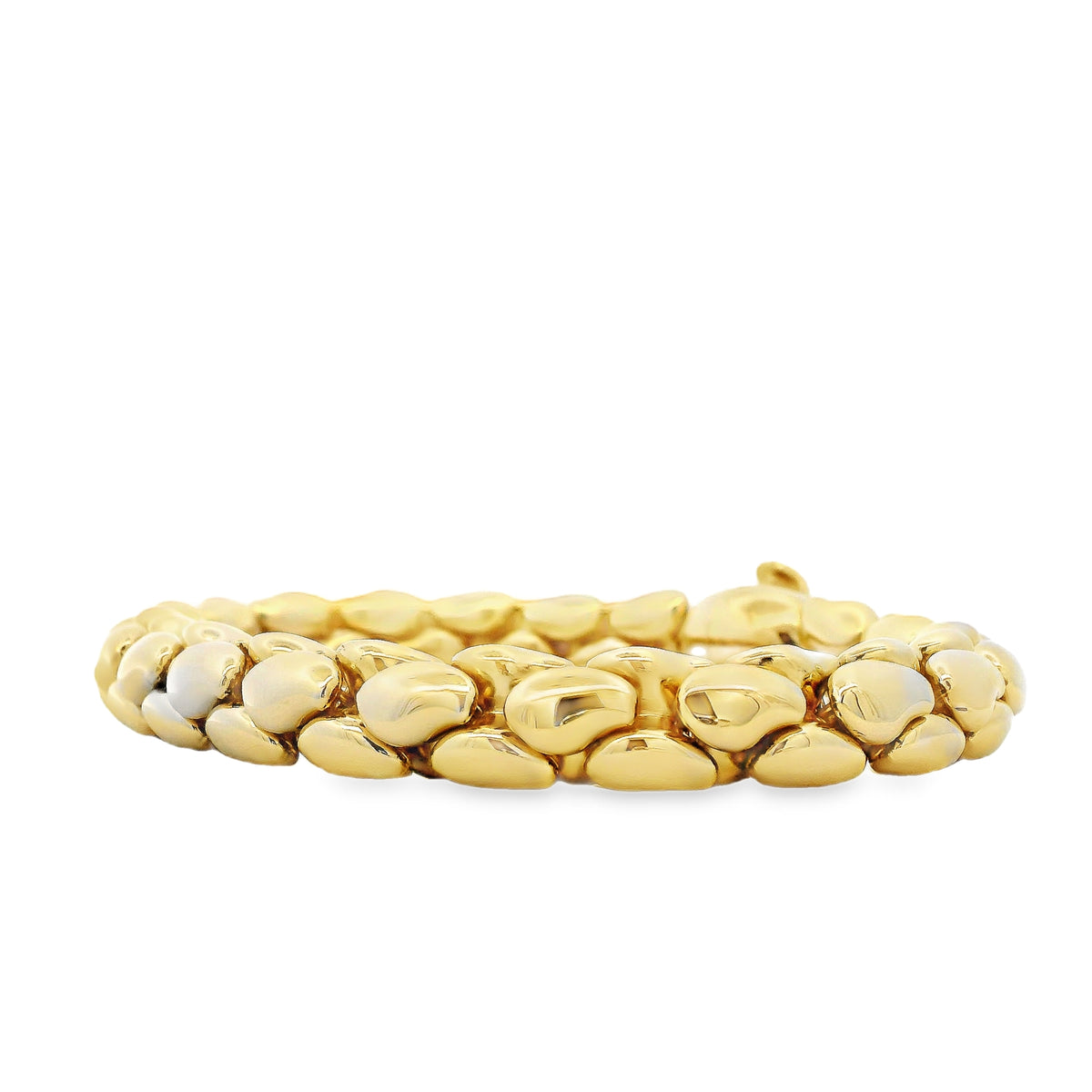18k Yellow Gold Nanis Links Bracelet 7.5" — macro detail of the clasp