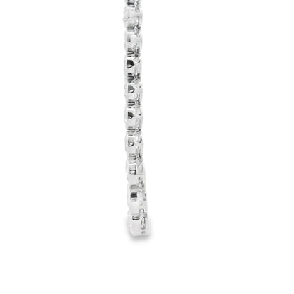 18k White Gold 6.54ctw Round Natural Diamond Half-Way Bezel Set Tennis Necklace 17" — macro detail of the centerpiece