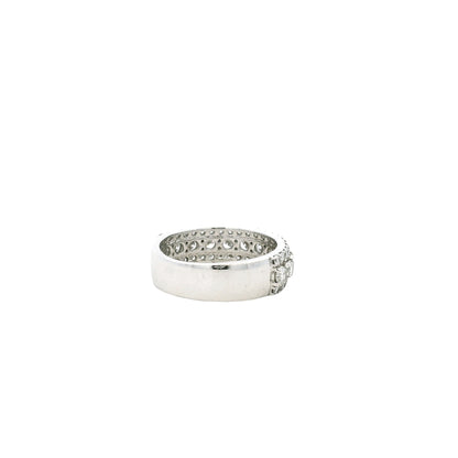 14k White Gold 1.79ctw Round Brilliant Lab Diamond Three-Row Halfway Band Ring — macro detail of the stones