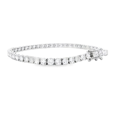 18k White Gold 6.55ctw Round Brilliant Natural Diamond Tennis Bracelet — macro detail of the clasp