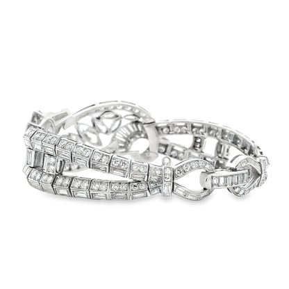 Platinum 15.28ctw Mixed Cut Natural Diamond Cluster Bracelet — macro detail of the clasp