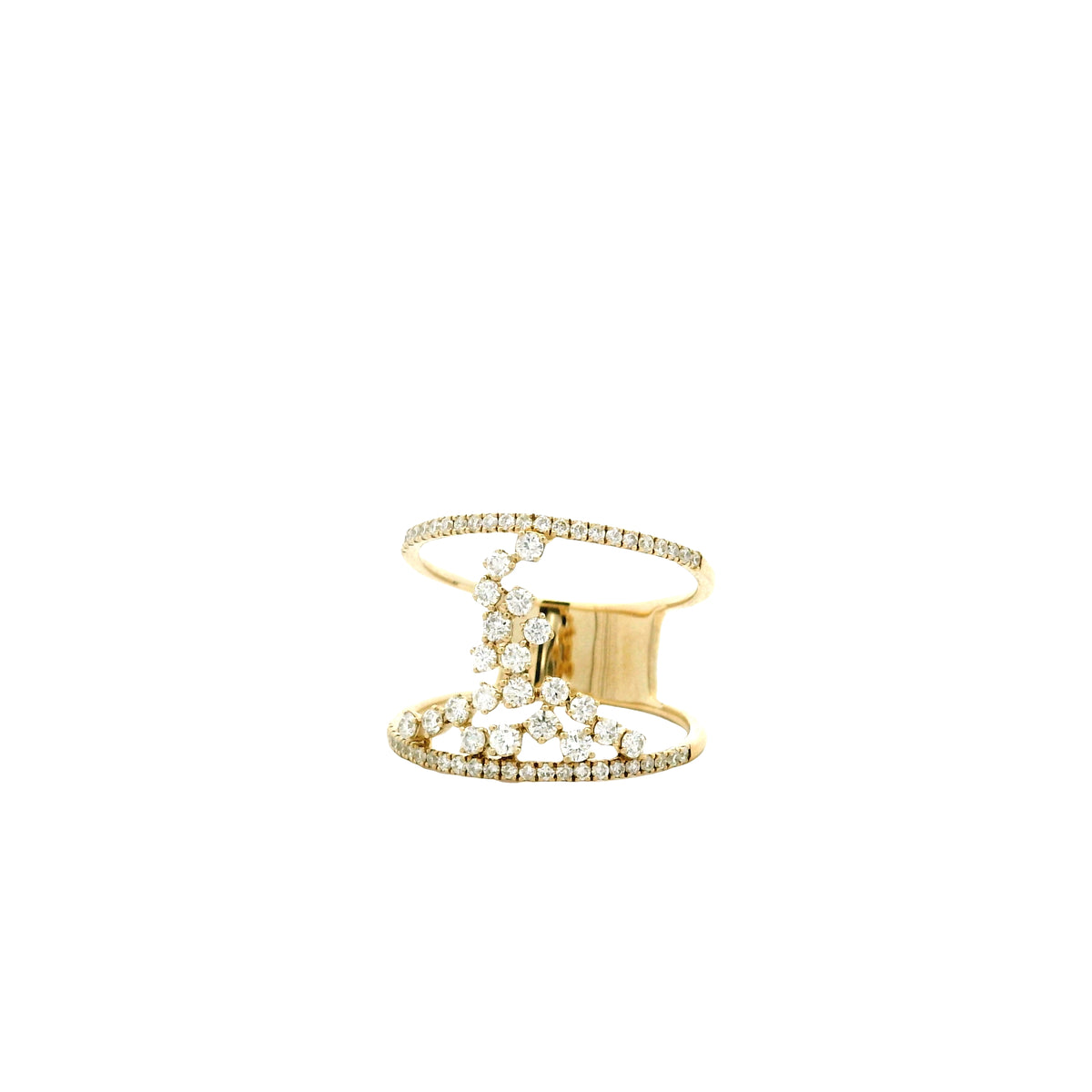 14k Yellow Gold 0.64ctw Pavé Diamond Openwork Cocktail Ring — macro detail of the stones