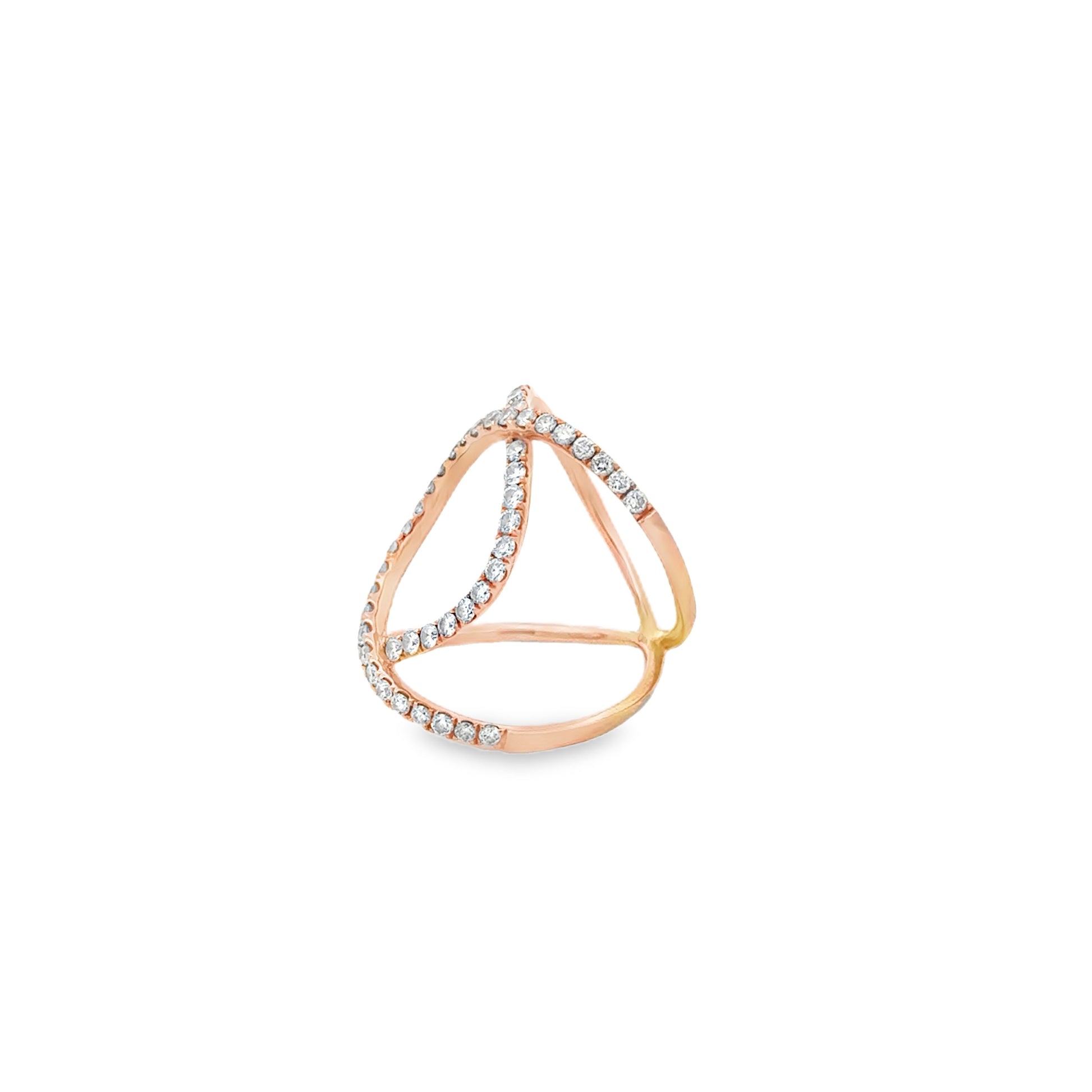 18k Rose Gold 0.82ctw Round Diamond Pavé Cocktail Ring — macro detail of the stones