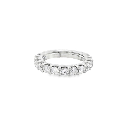 14k White Gold 2.80ctw Round Brilliant Diamond Eternity Ring — macro detail of the stones