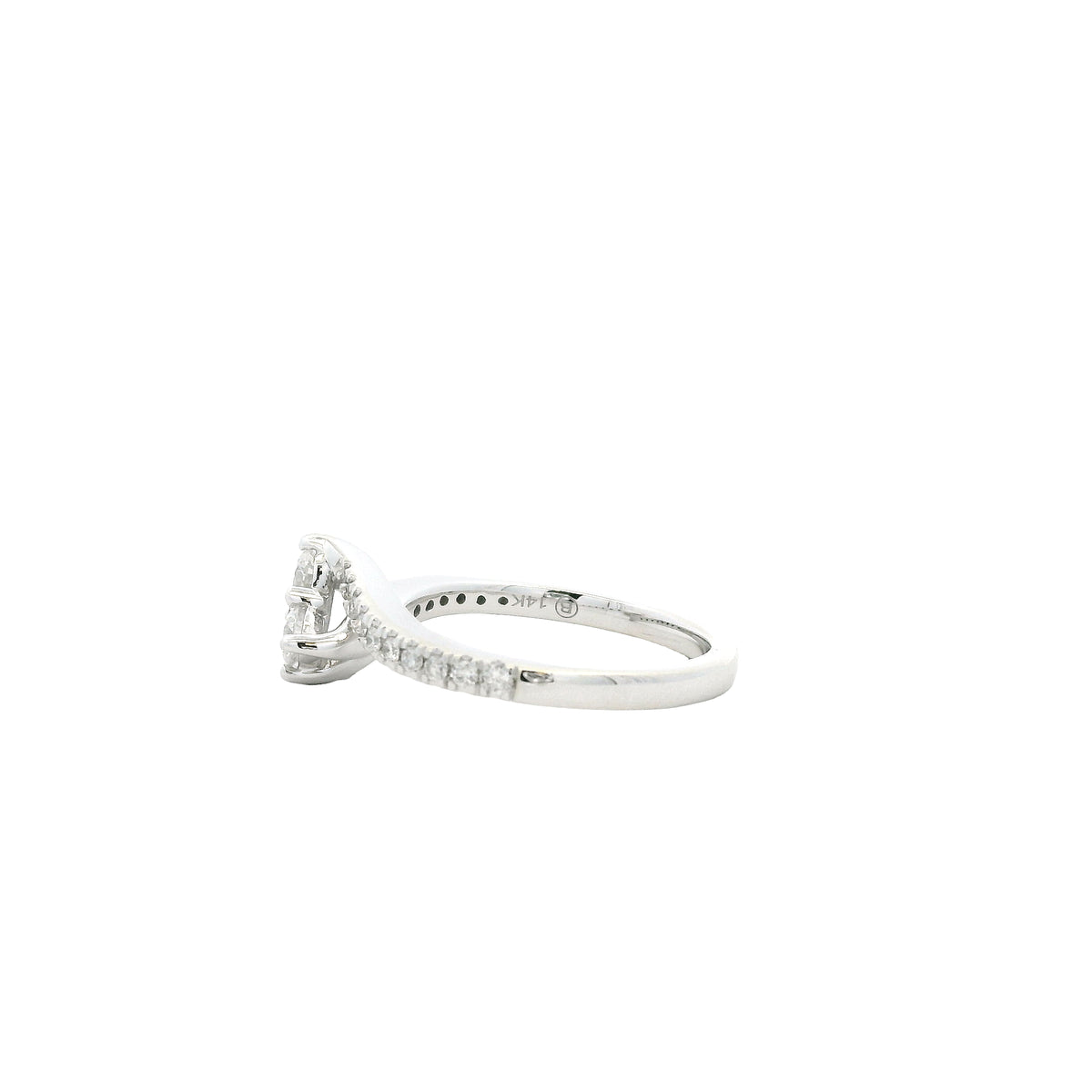 14k White Gold 0.80ctw Round Brilliant Diamond Ever Us Bypass Ring — macro detail of the stones