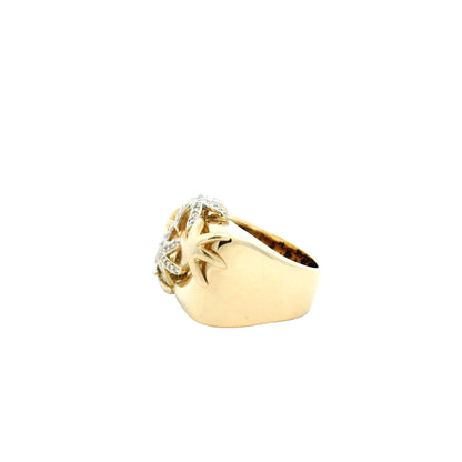 14k Yellow Gold 0.75ctw Round Diamond Starfish Cocktail Ring — macro detail of the stones