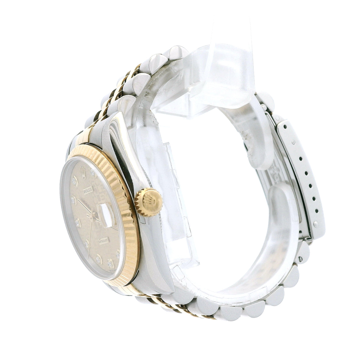 Rolex 68273 Datejust 31mm Diamond Dial Two-Tone Jubilee Watch — macro detail of the dial