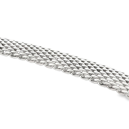 Tiffany & Co Sterling Silver Somerset Mesh Necklace 17" — macro detail of the stones